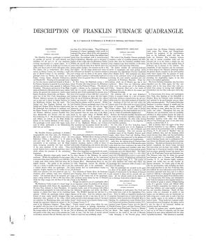 Description of Franklin Furnace Quadrangle