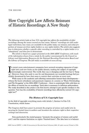 How Copyright Law Affects Reissues of Historic Recordings: a New Study