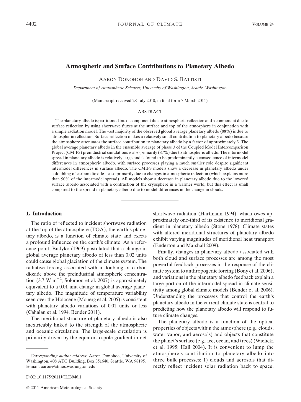 Atmospheric and Surface Contributions to Planetary Albedo