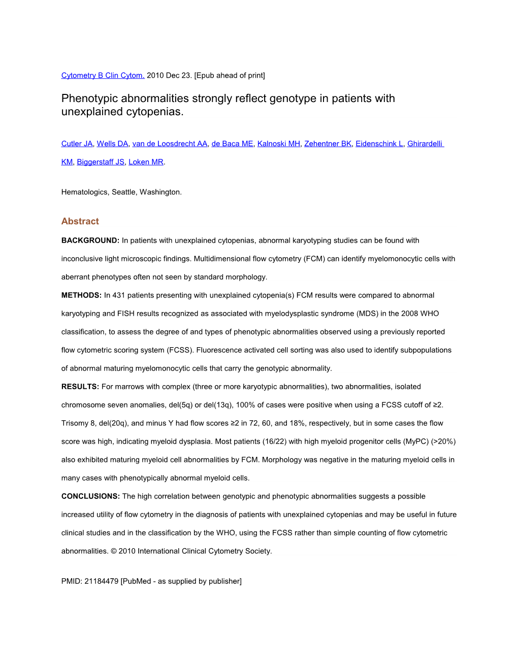 Cytometry B Clin Cytom. 2010 Dec 23. Epub Ahead of Print