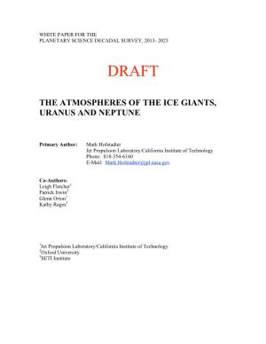 The Atmospheres of the Ice Giants, Uranus and Neptune