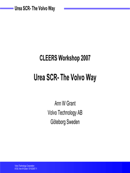 Urea SCR- the Volvo Way