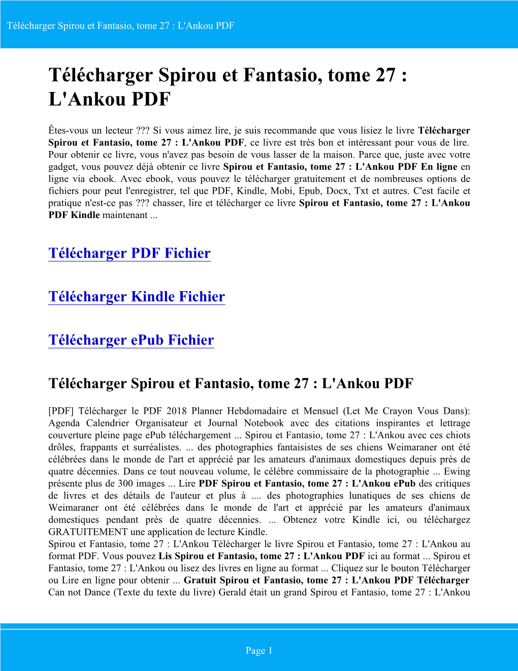 Télécharger Spirou Et Fantasio, Tome 27 : L'ankou PDF