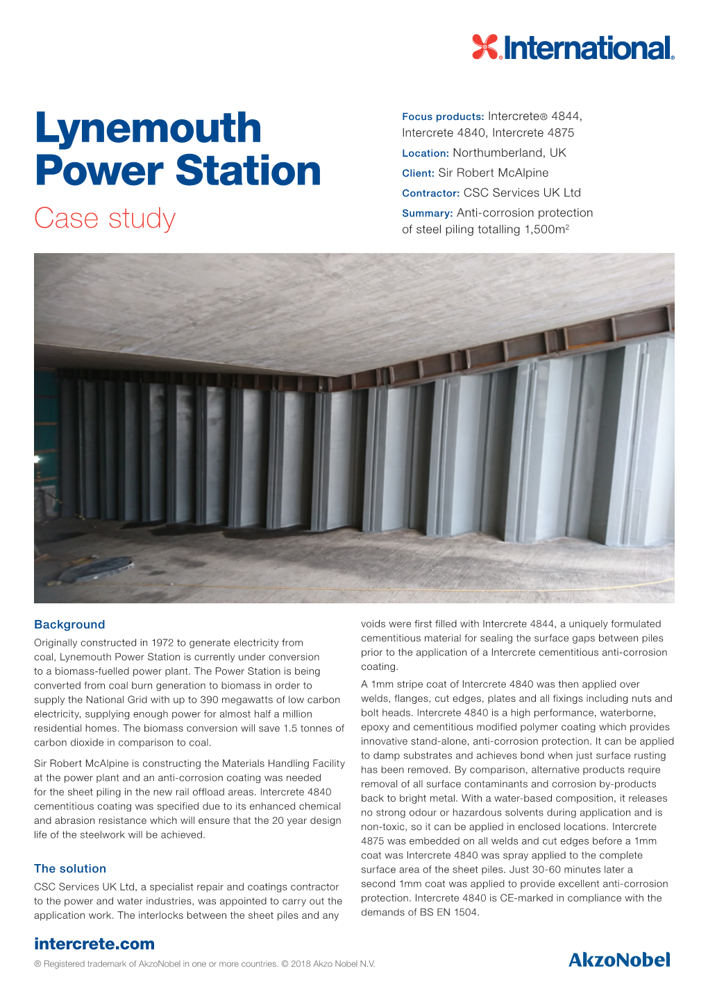 Lynemouth Power Station Is Currently Under Conversion Prior to the Application of a Intercrete Cementitious Anti-Corrosion to a Biomass-Fuelled Power Plant