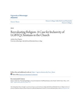A Case for Inclusivity of LGBTQ Christians in the Church Amber Erin Dupree University of Mississippi
