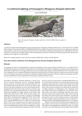 A Conϐirmed Sighting of Pousargues's Mongoose Dologale Dybowskii