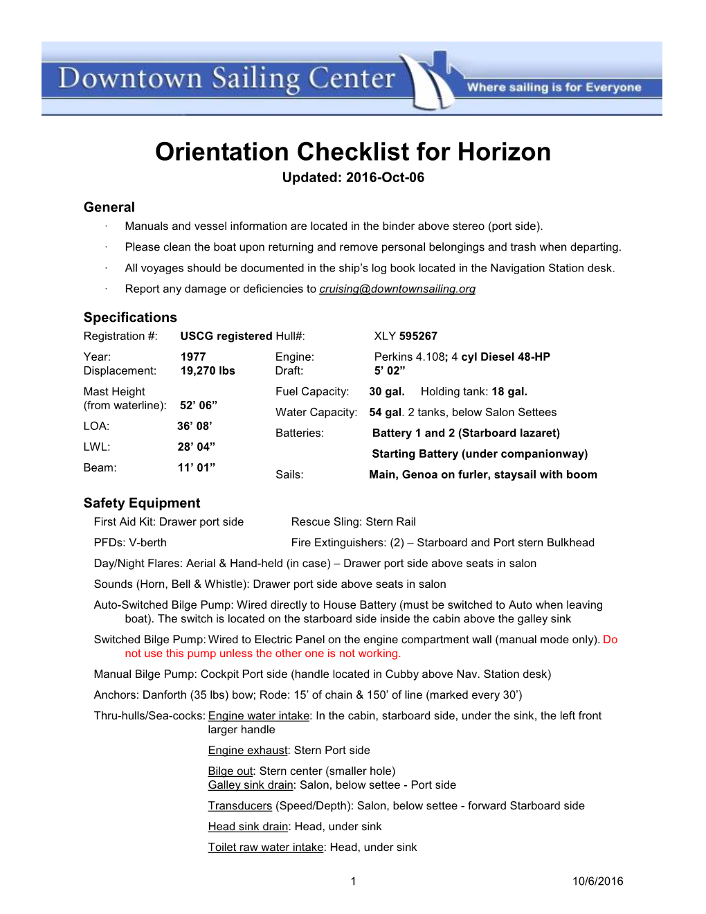 Orientation Checklist for Horizon Updated: 2016-Oct-06