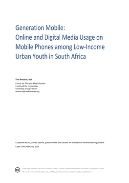 Online and Digital Media Usage on Mobile Phones Among Low-Income Urban Youth in South Africa