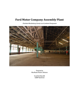 Ford Motor Company Assembly Plant Charlotte-Mecklenburg County Local Landmark Designation