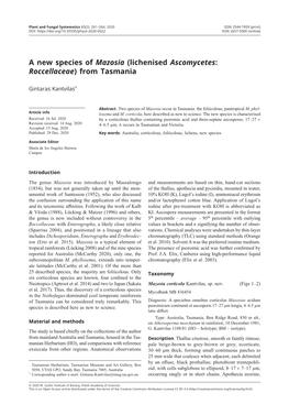 A New Species of Mazosia (Lichenised Ascomycetes: Roccellaceae) from Tasmania