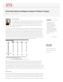 HVS Hotel Market Intelligence Report: Portland, Oregon