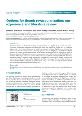 Options for Thumb Revascularization: Our Experience and Literature Review
