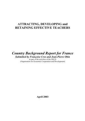 Country Background Report for France