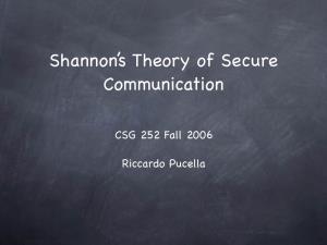 Shannon's Theory of Secure Communication
