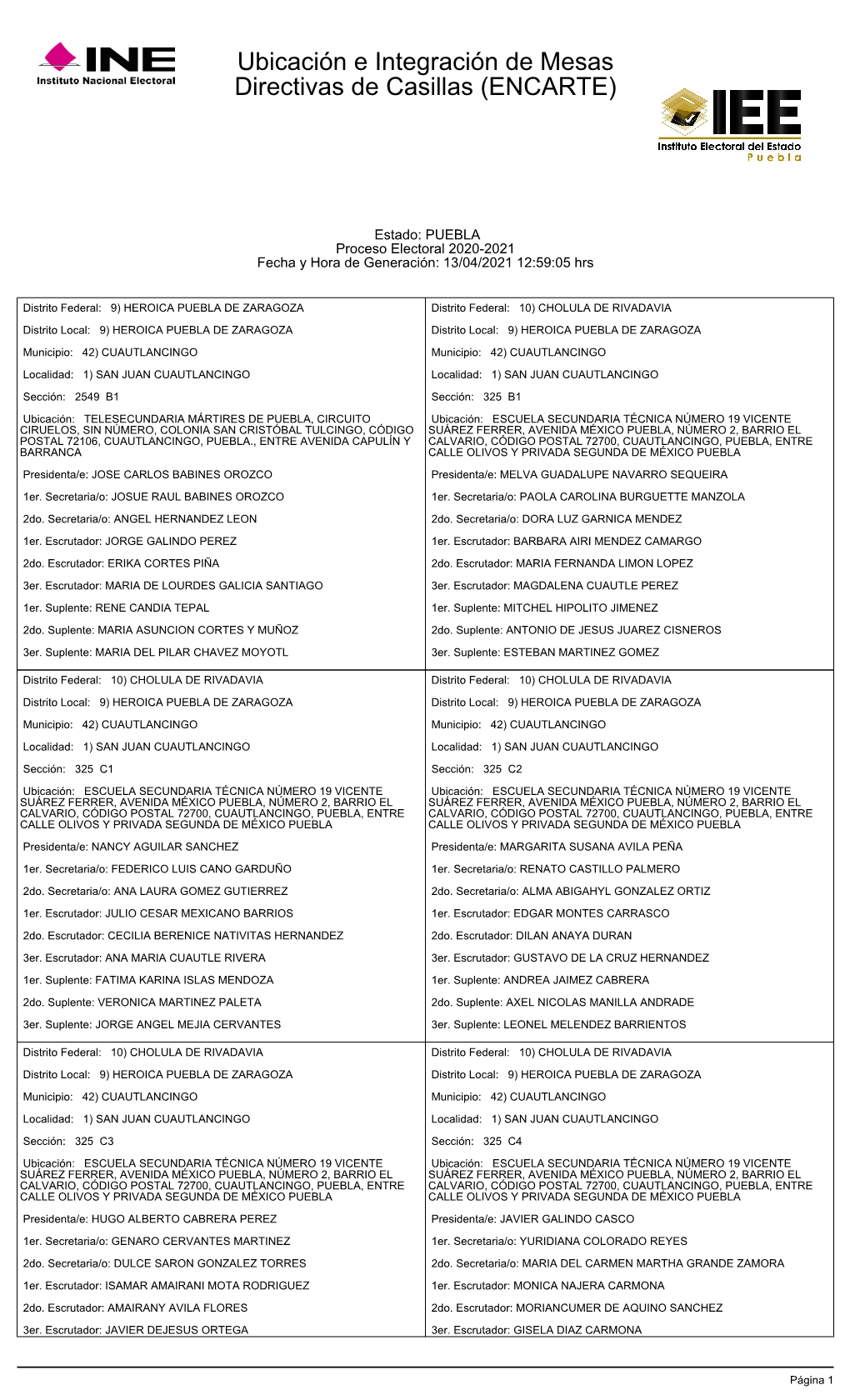 Ubicación E Integración De Mesas Directivas De Casillas (ENCARTE)