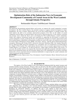 Optimization Role of the Indonesian Navy in Economic Development Community of Coastal Areas in the West Lombok Through Islamic Perspective