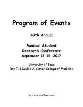 49Th Annual Medical Student Research Conference