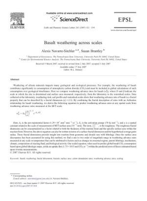 Basalt Weathering Across Scales ⁎ Alexis Navarre-Sitchler A, , Susan Brantley B