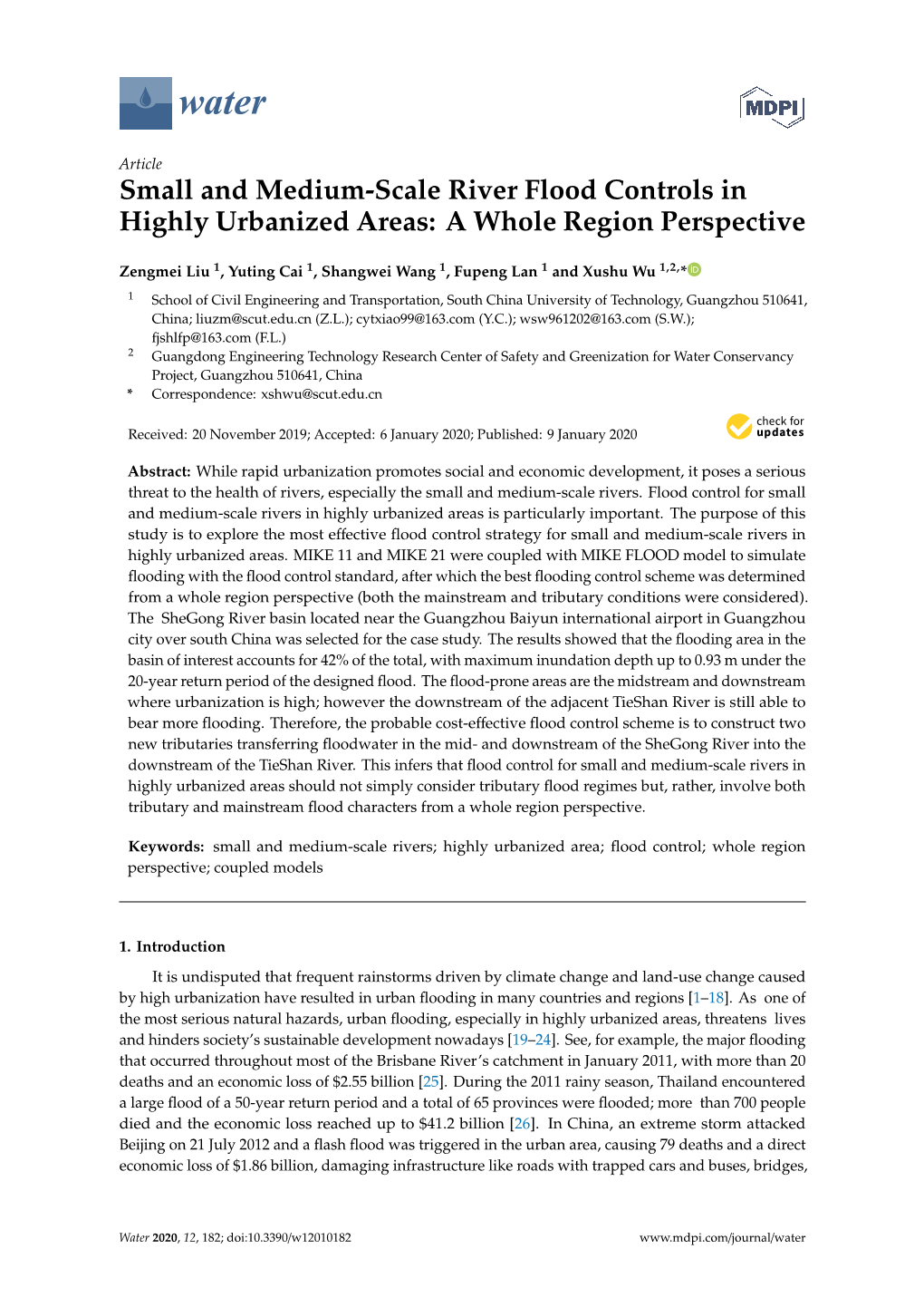 Small and Medium-Scale River Flood Controls in Highly Urbanized Areas: a Whole Region Perspective