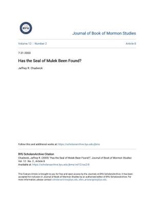 Has the Seal of Mulek Been Found?