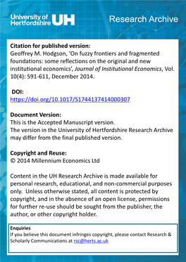 Journal of Institutional Economics, Vol