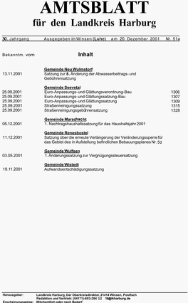 Gemeinde Wistedt 19.11.2001 Aufwandsentschädigungssatzung