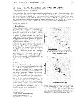 Discovery of the Upsilon Andromedids (UAN, IAU #507) David Holman 1 and Peter Jenniskens 2