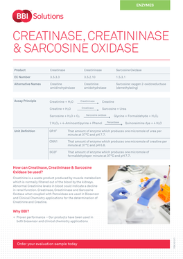 Creatinase, Creatininase & Sarcosine Oxidase