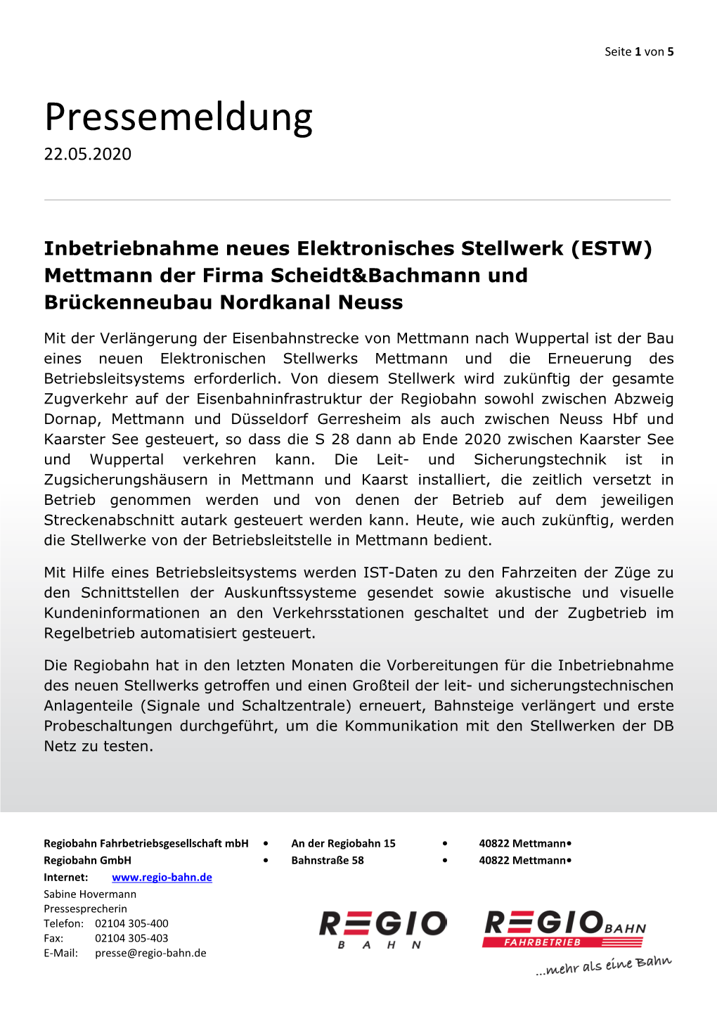 Inbetriebnahme ESTW Mettmann
