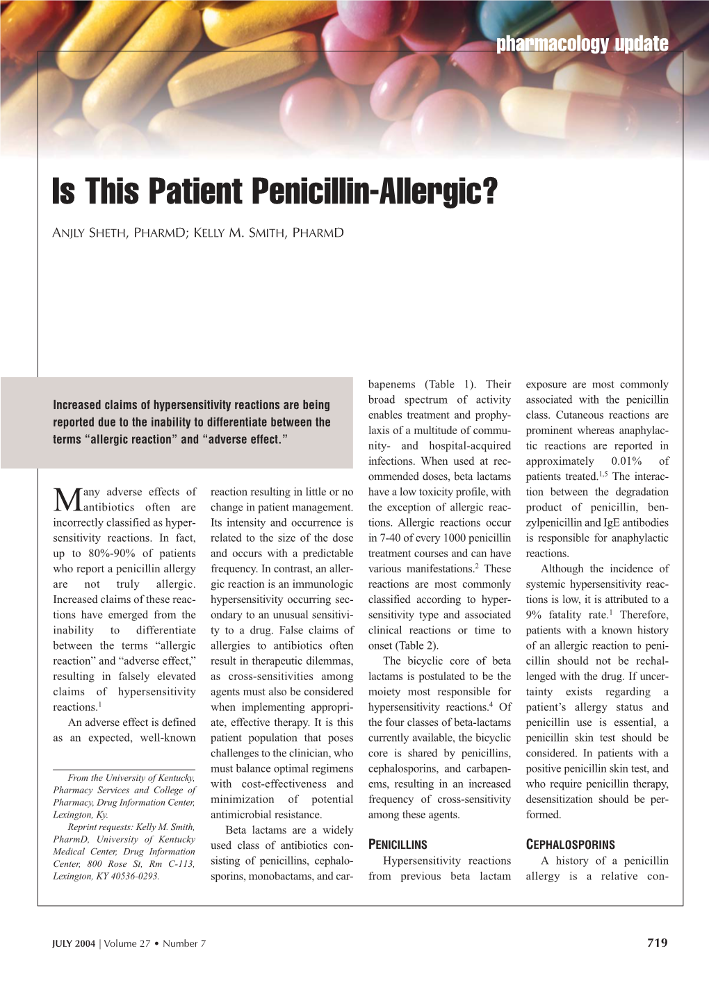 Is This Patient Penicillin-Allergic?