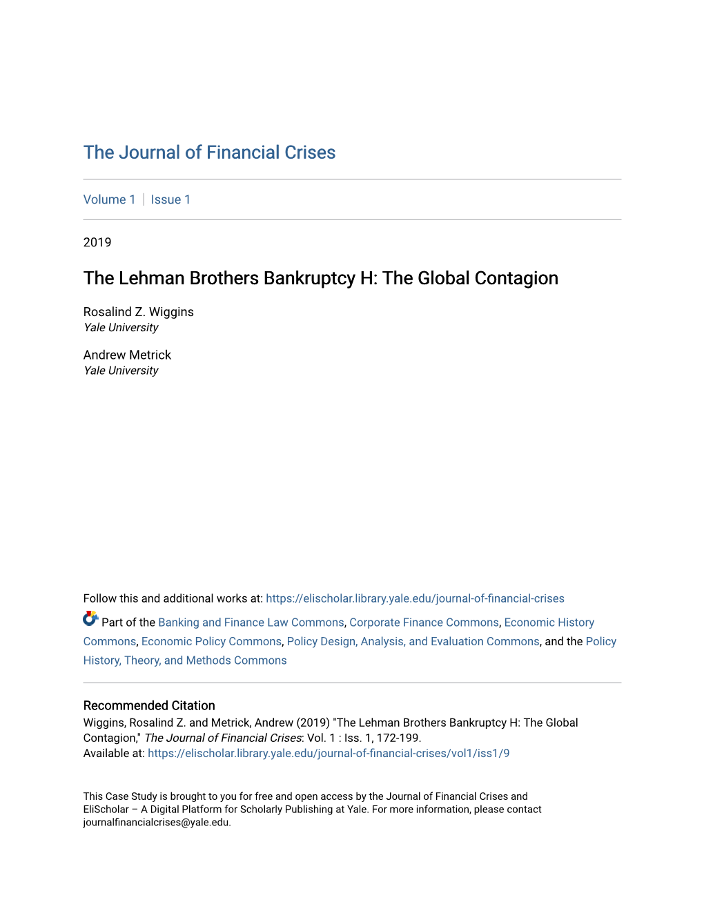 The Lehman Brothers Bankruptcy H: the Global Contagion
