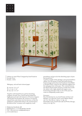 Cabinet on Stand "Flora" Designed by Josef Frank for Svenskt Tenn
