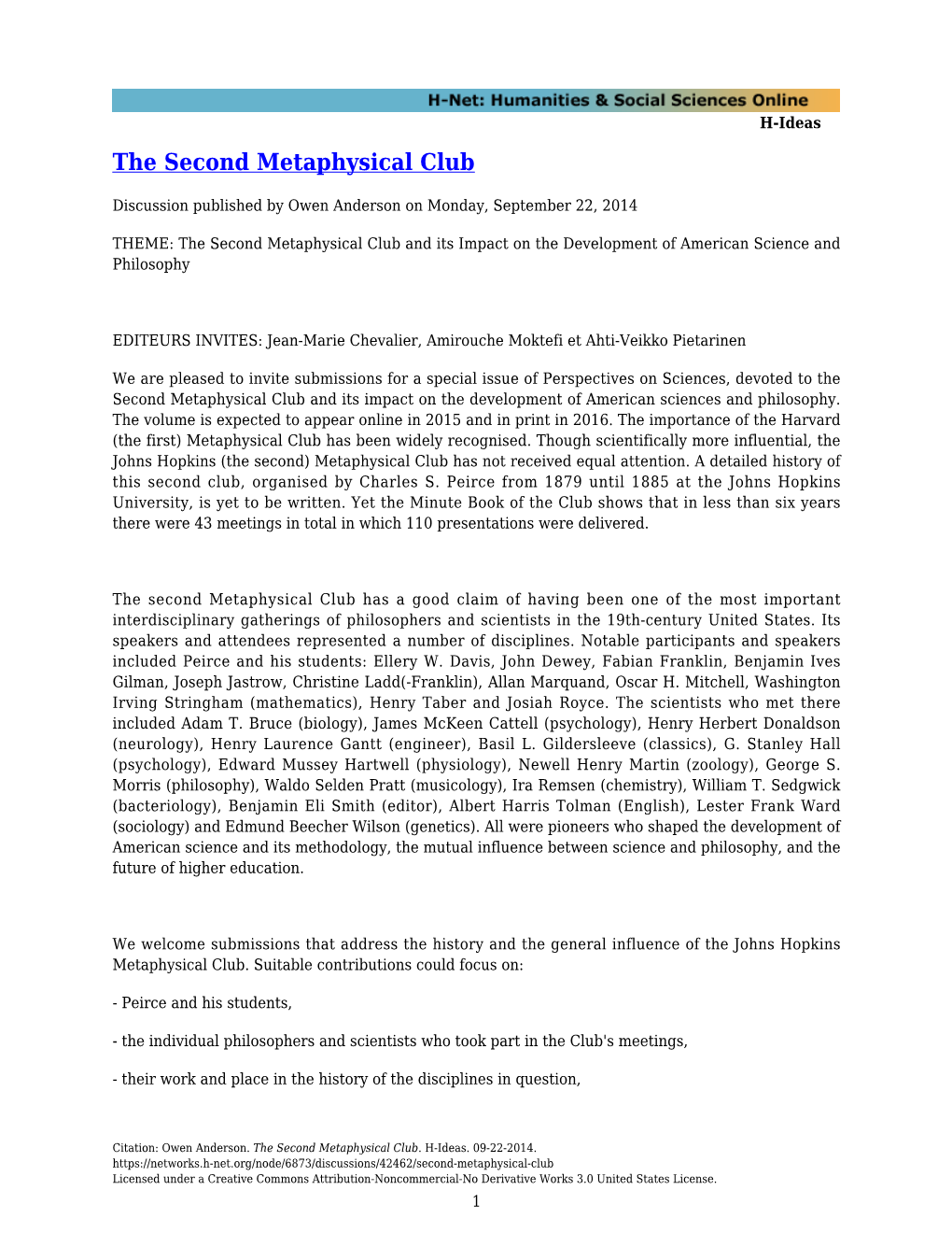 The Second Metaphysical Club