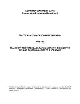 Sector Assistance Program Evaluation