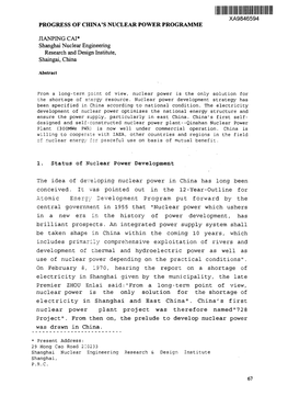 Progress of China's Nuclear Power Programme