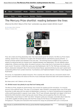The Mercury Prize Shortlist: Reading Between the Lines | Nouse