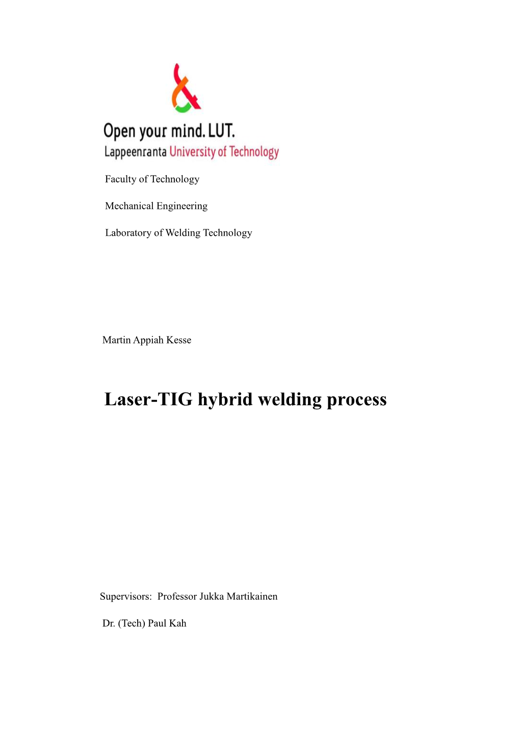 Laser-TIG Hybrid Welding Process