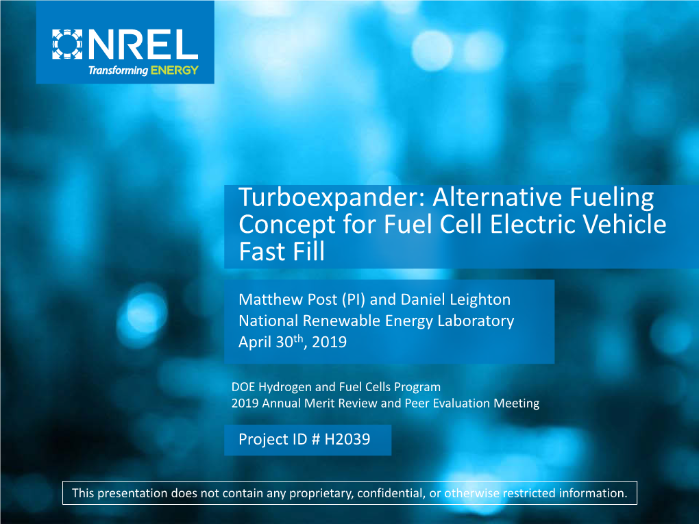 Turboexpander: Alternative Fueling Concept for Fuel Cell Electric Vehicle Fast Fill