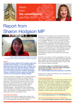 Report from Sharon Hodgson MP