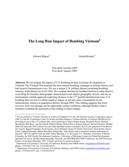 The Long Run Impact of Bombing Vietnam♦