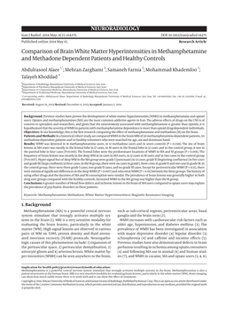 Comparison of Brain White Matter Hyperintensities in Methamphetamine and Methadone Dependent Patients and Healthy Controls