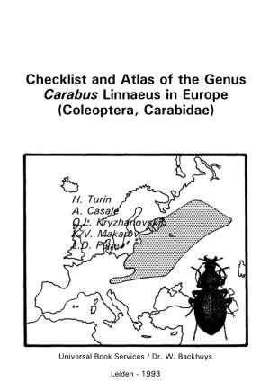 Checklist and Atlas of the Genus Carabus Linnaeus in Europe (Coleoptera, Carabidae)