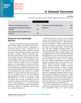 15. Thermosets from Renewable Sources