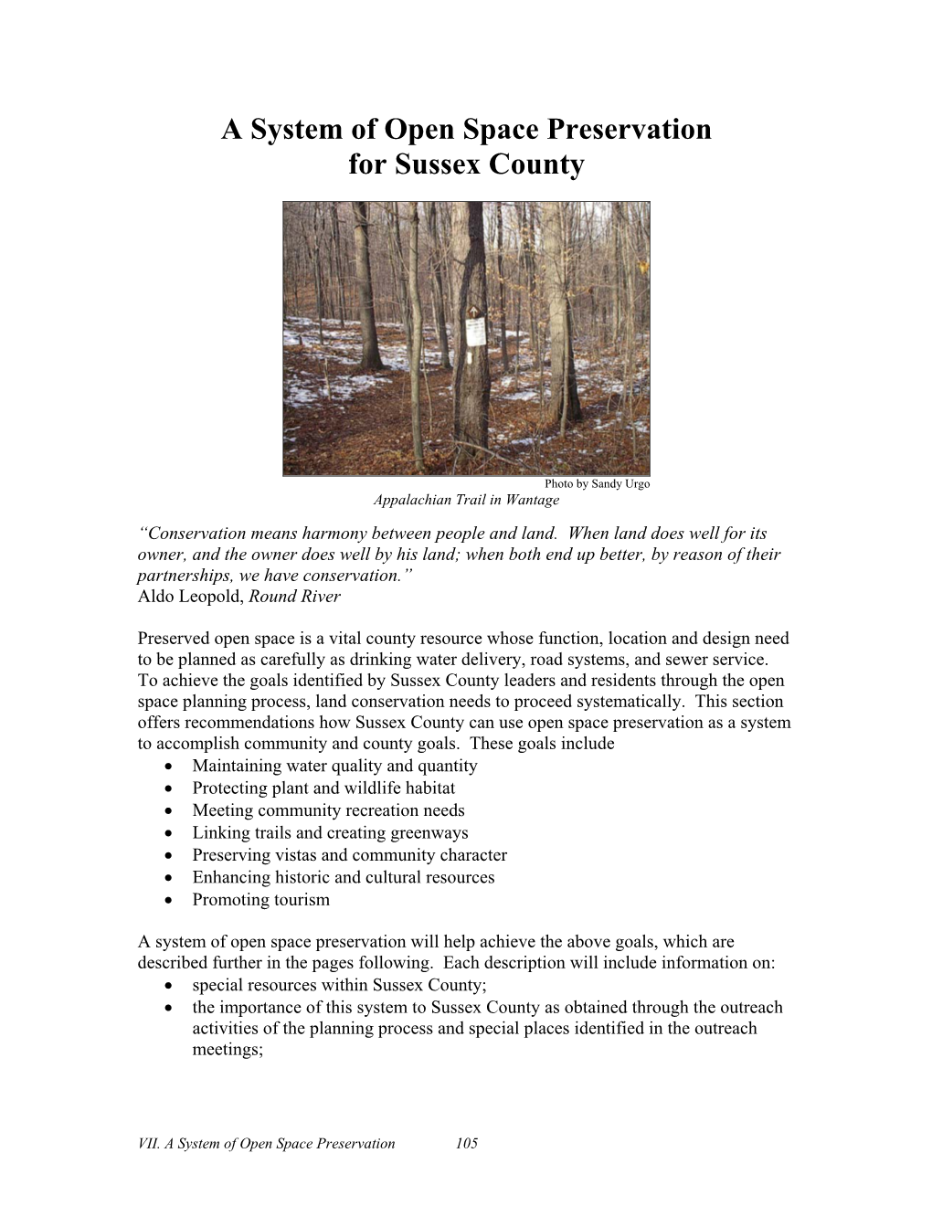 A System of Open Space Preservation for Sussex County