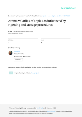 Aroma Volatiles of Apples As Influenced by Ripening and Storage Procedures