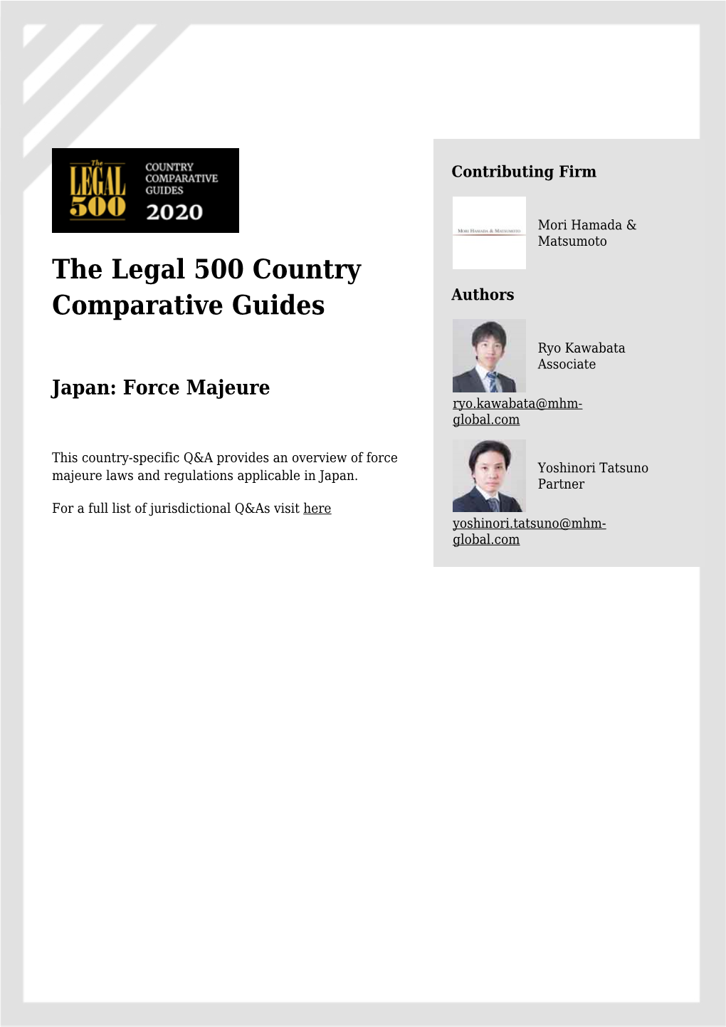 The Legal 500 Country Comparative Guides Authors