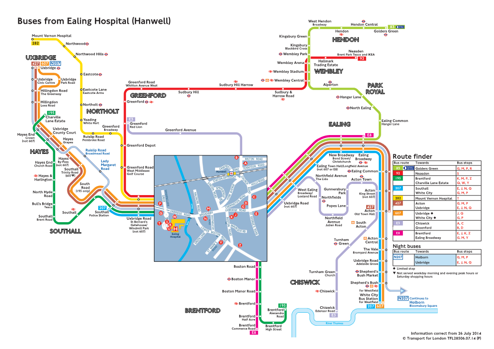 Buses from Ealing Hospital (Hanwell)