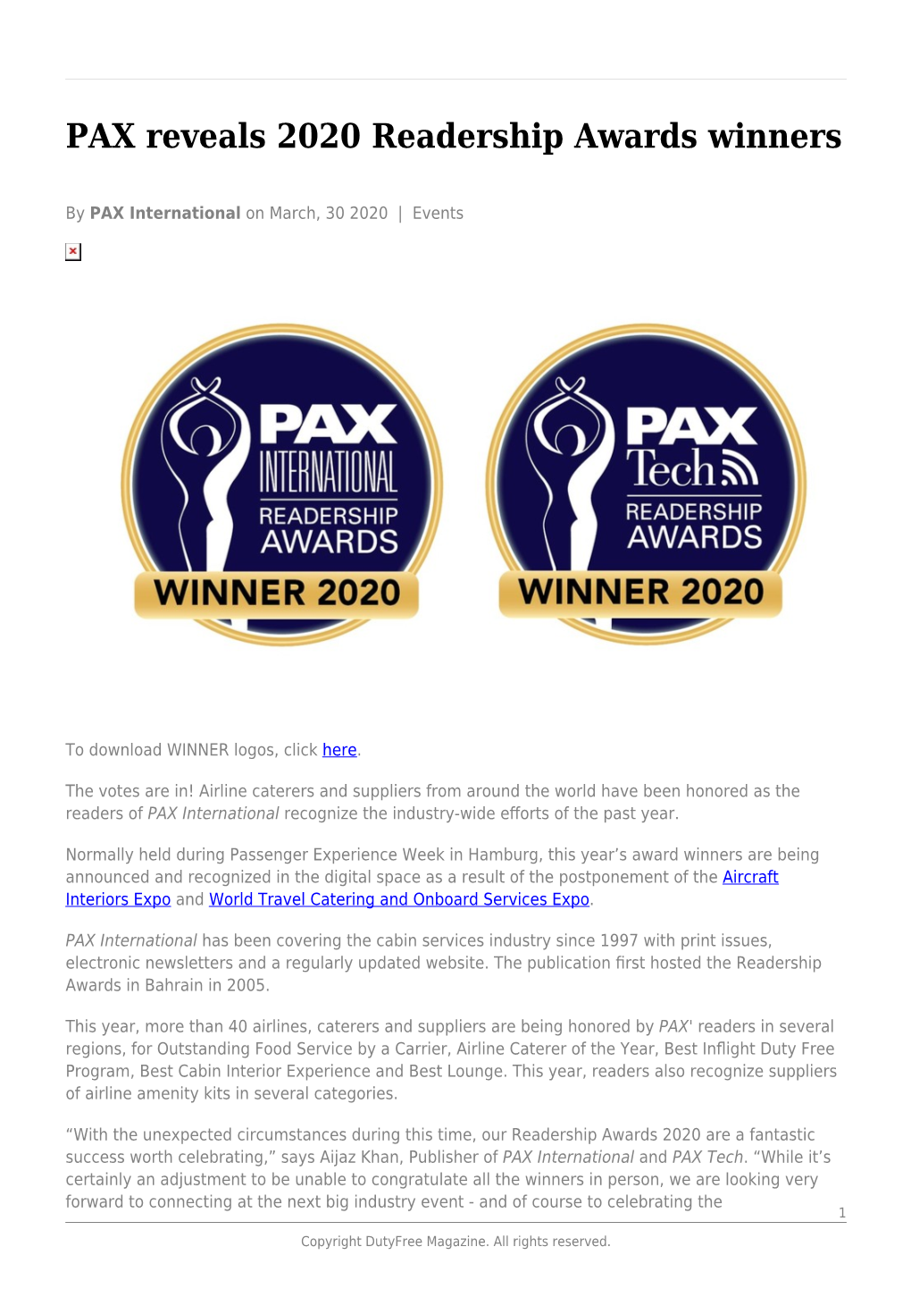 PAX Reveals 2020 Readership Awards Winners