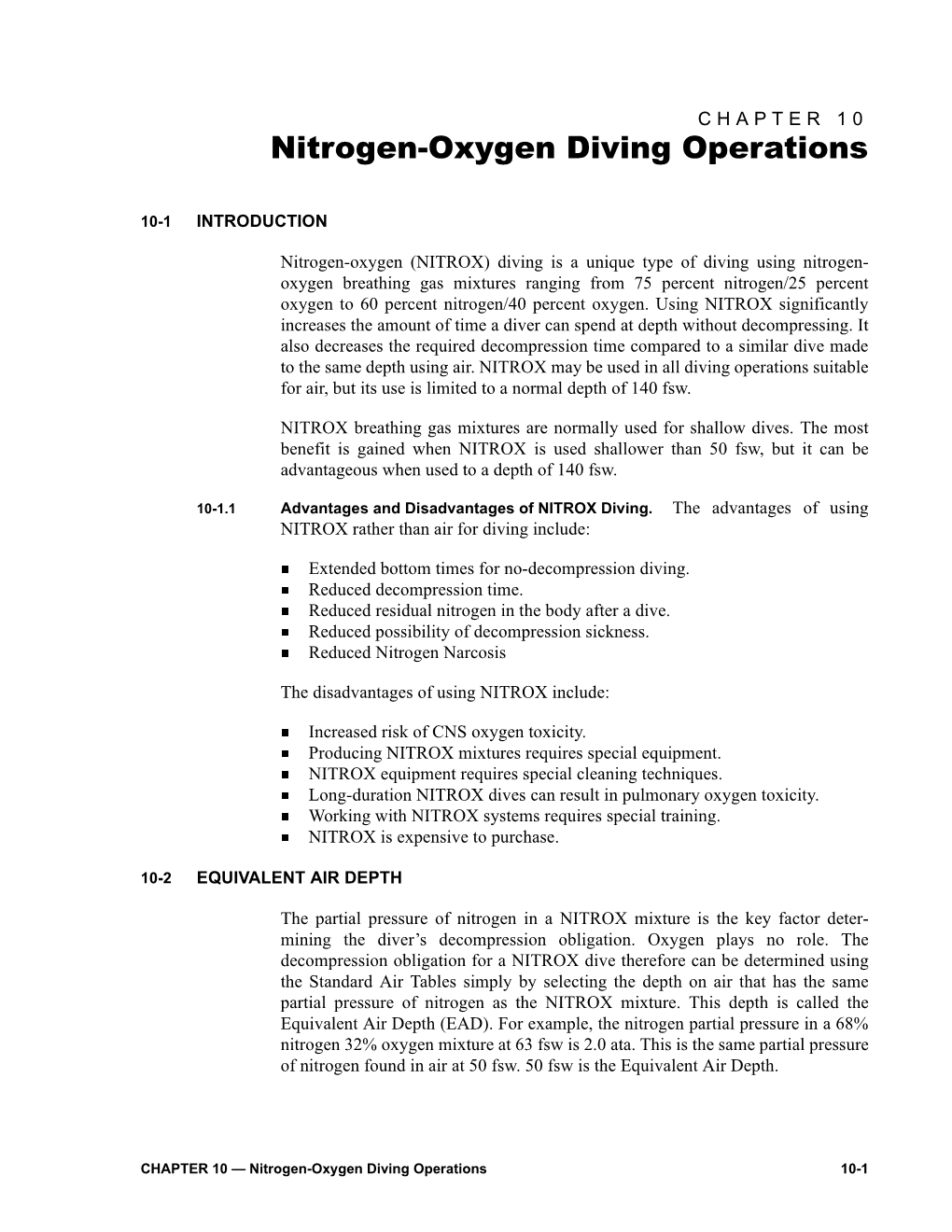 Nitrogen Oxygen Diving Operations