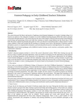 Feminist Pedagogy in Early Childhood Teachers' Education